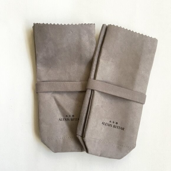Alexis Bittar Gray Jewelry Gift Dust Bag Pouch with Elastic Set of 2 - Picture 1 of 4